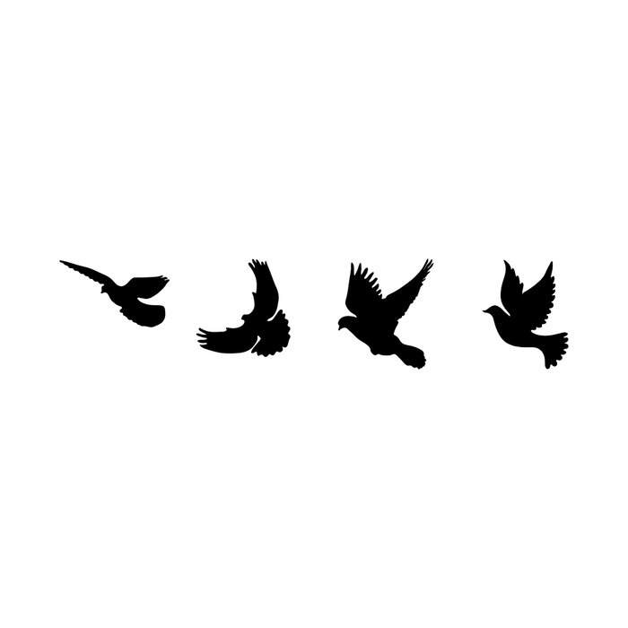 Wallity Pigeons - 293 Escultura de pared de metal negra